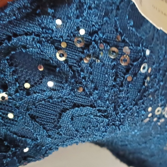 Ruby Rox Blue Lace Sequin Dress, open back, Jr M, NWT - Picture 8 of 8